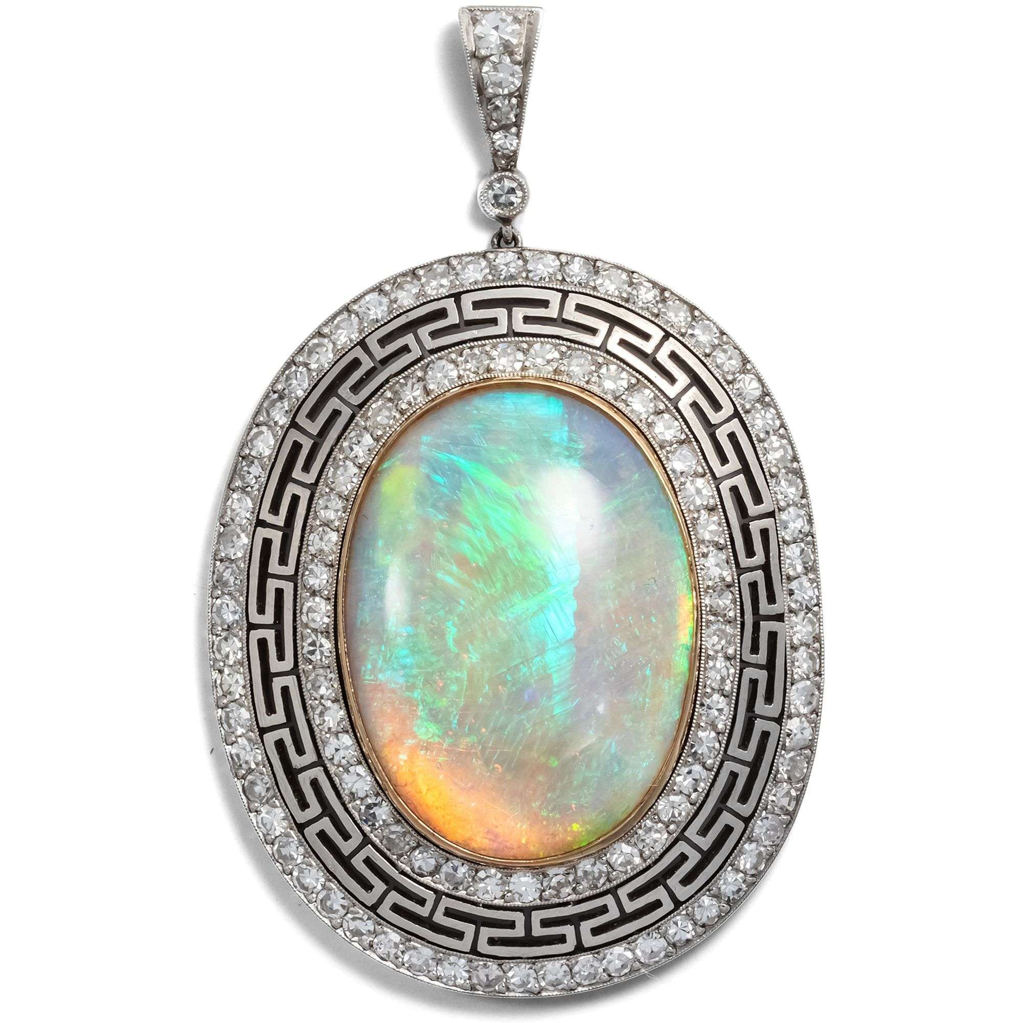 619131-hofer-antikschmuck-Prachtvoller-Anhaenger-mit-Opal-und-Diamanten-um-1910-und-spaeter-Rainbows-and-Roses