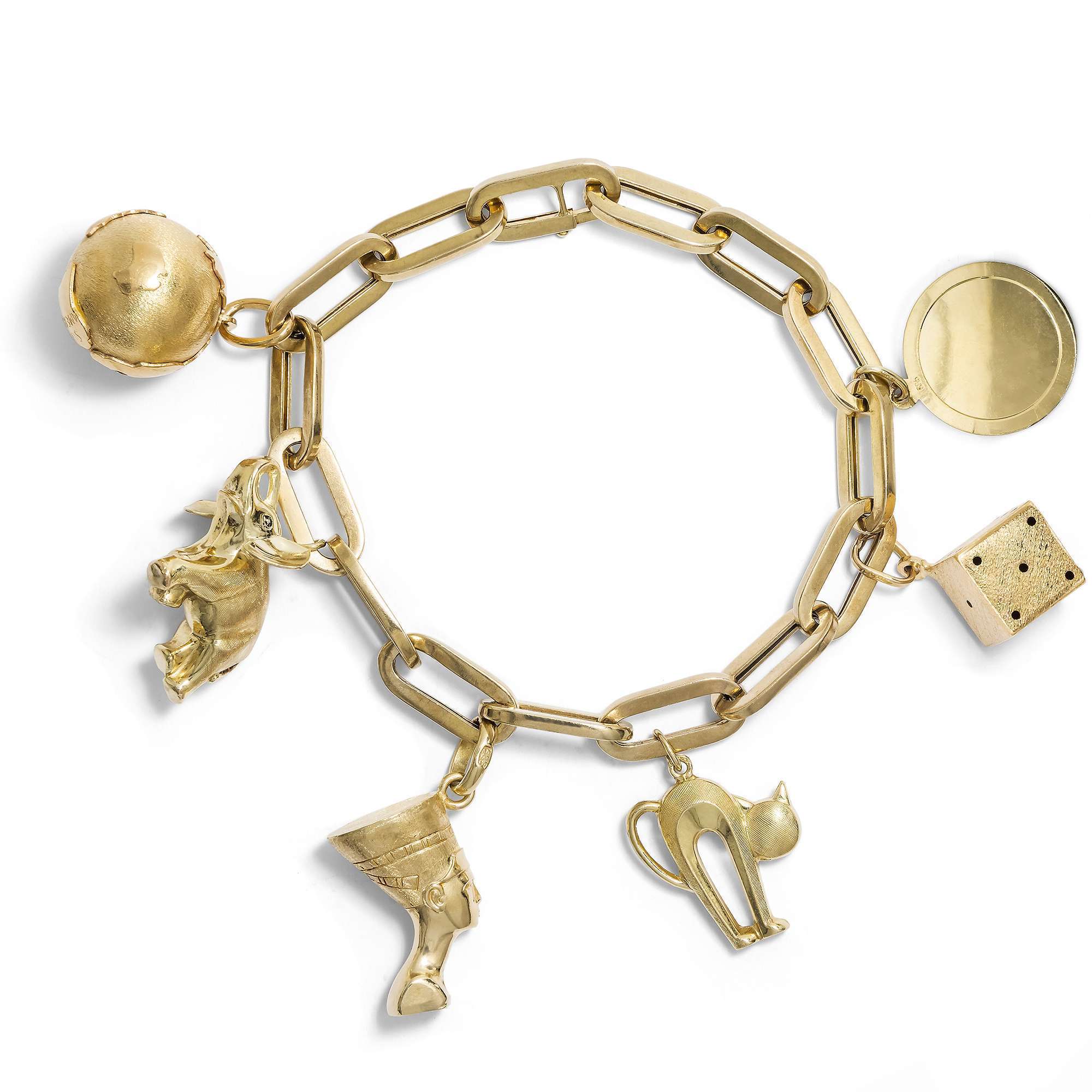 625966-hofer-antikschmuck-Vintage-Bettelarmband-aus-Gold-mit-sechs-Anhaengern-um-1960-Sammelfreuden_3