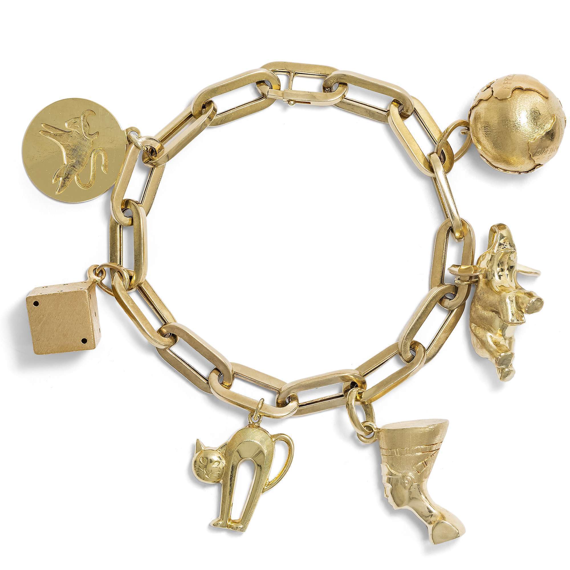 625966-hofer-antikschmuck-Vintage-Bettelarmband-aus-Gold-mit-sechs-Anhaengern-um-1960-Sammelfreuden_4