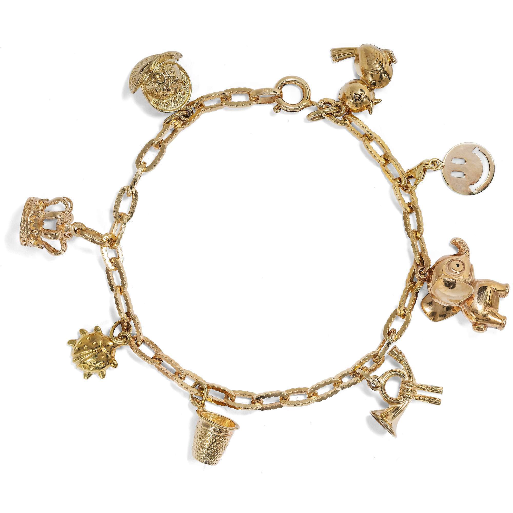 625967-hofer-antikschmuck-Witziges-Bettelarmband-aus-Gold-mit-acht-Anhaengern-Deutschland-um-1965-und-spaeter-Sammelfreuden_3