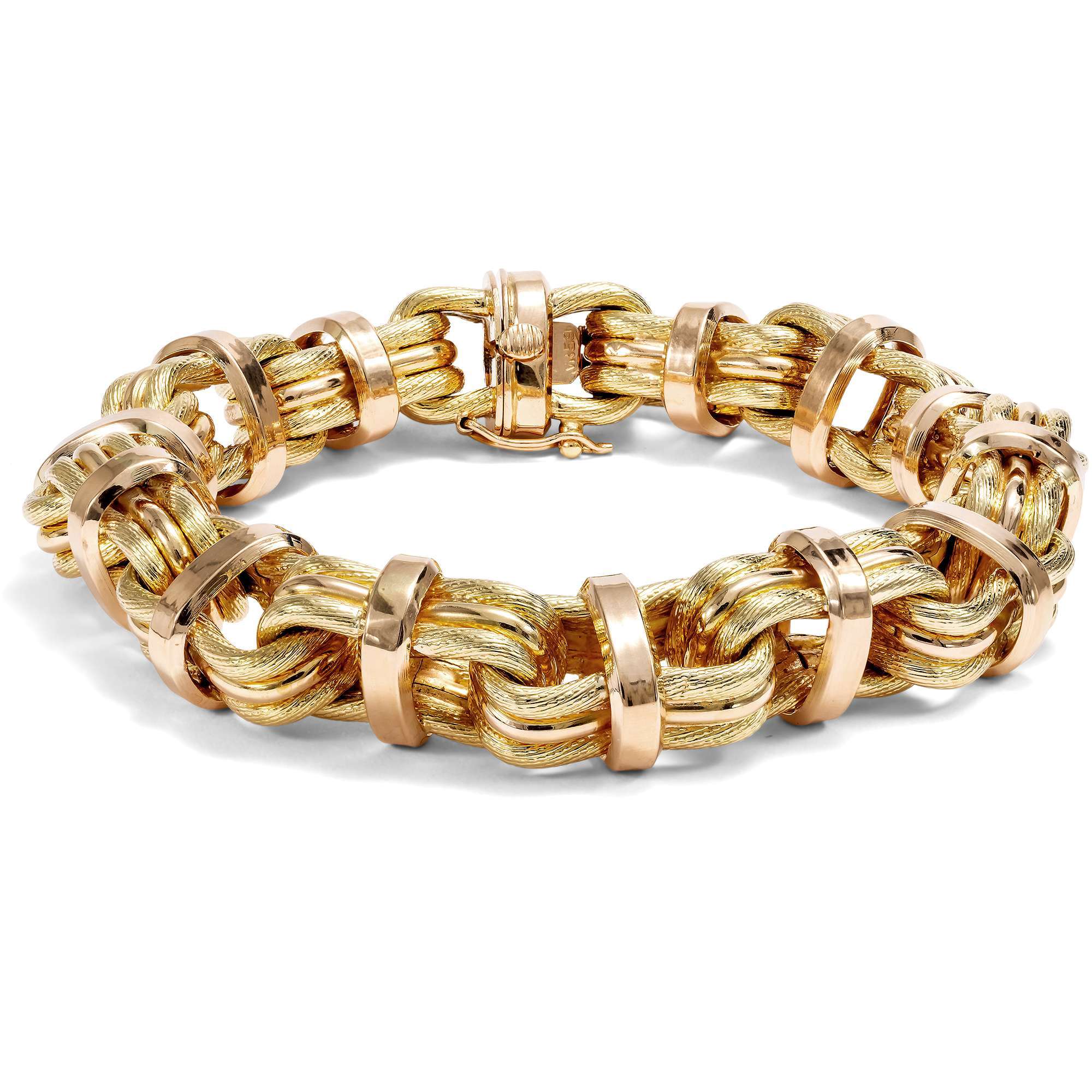 626193-hofer-antikschmuck-Expressives-Armband-des-Retro-Style-in-Rose-und-Gelbgold-Verona-um-1940-Gut-vertaeut