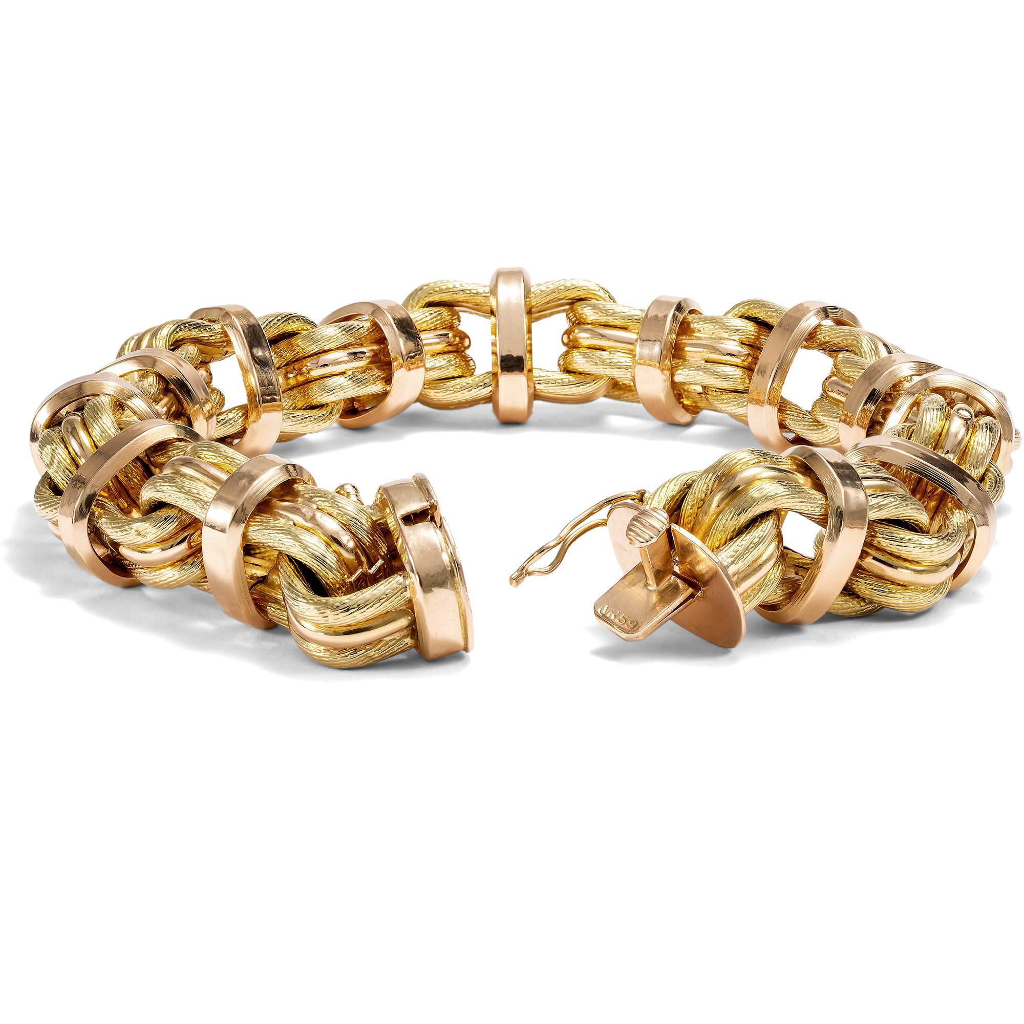 626193-hofer-antikschmuck-Expressives-Armband-des-Retro-Style-in-Rose-und-Gelbgold-Verona-um-1940-Gut-vertaeut_2