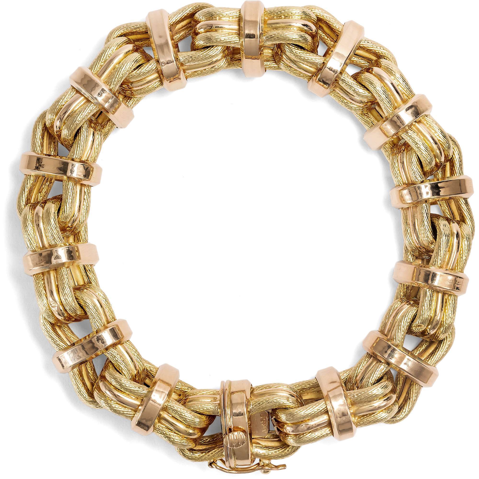 626193-hofer-antikschmuck-Expressives-Armband-des-Retro-Style-in-Rose-und-Gelbgold-Verona-um-1940-Gut-vertaeut_3