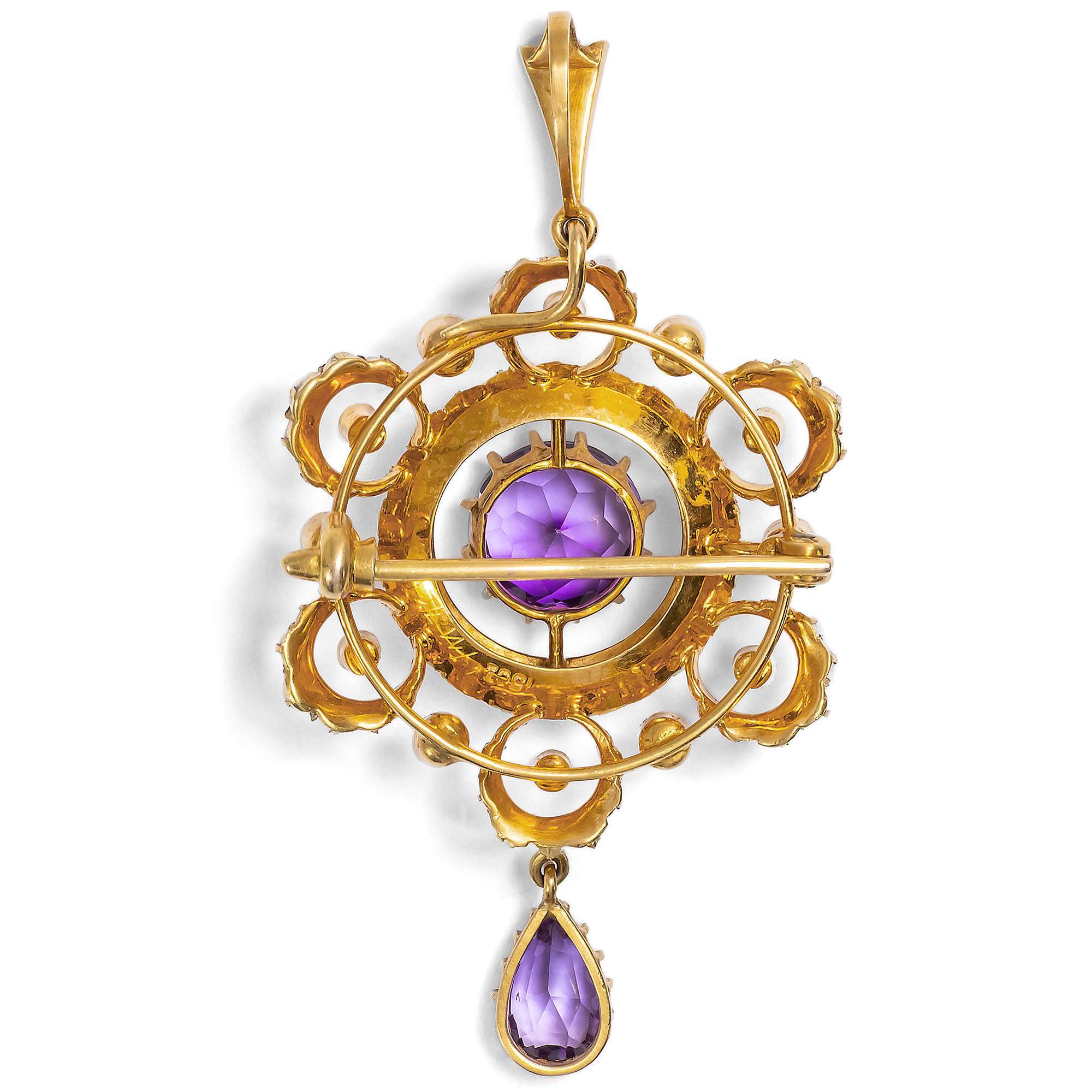 626964-hofer-antikschmuck-Zarte-Anhaenger-Brosche-mit-Amethyst-und-Perlen-in-Gold-Grossbritannien-um-1895-Pastelltraum_3