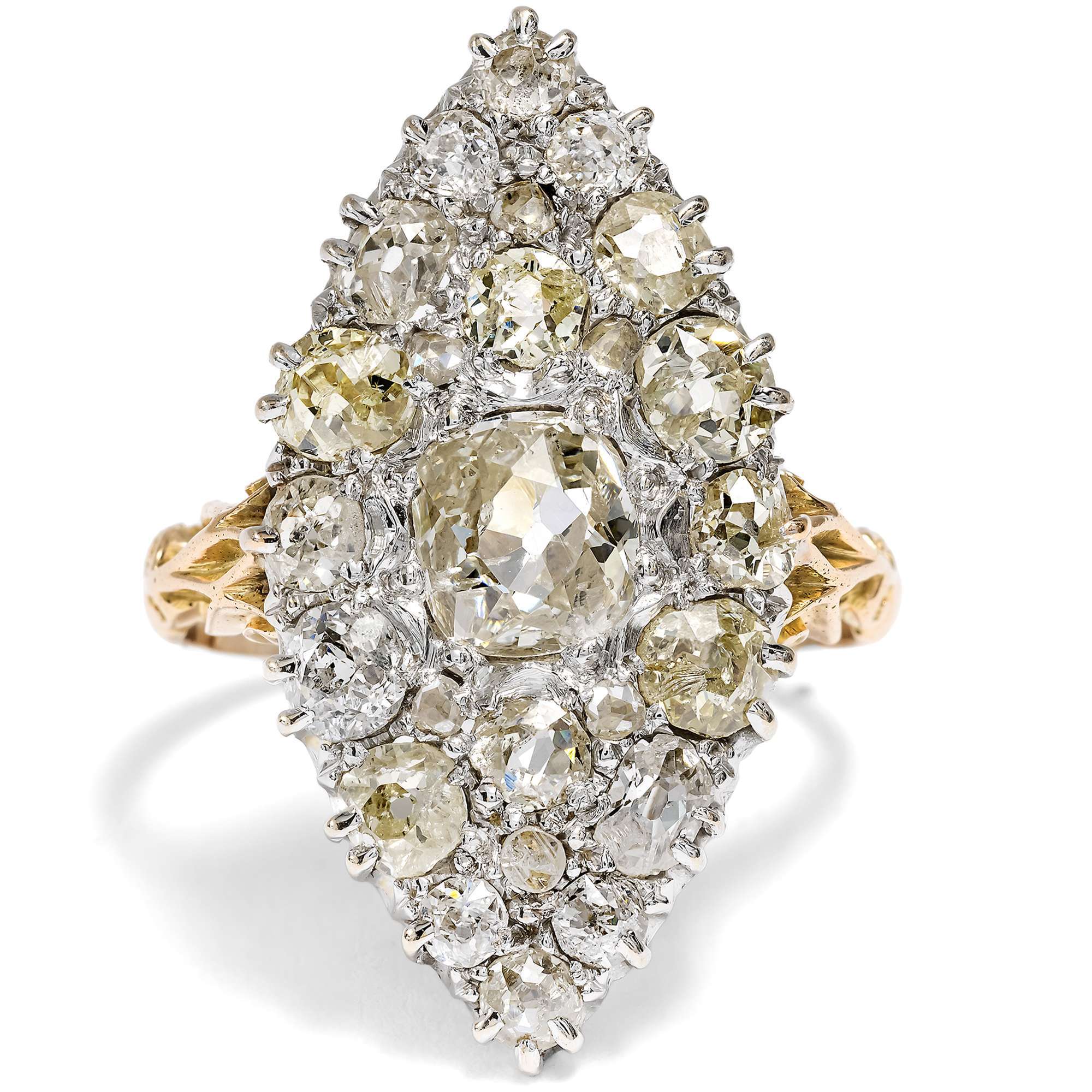 626993-hofer-antikschmuck-Viktorianischer-Marquise-Ring-mit-Altschliff-Diamanten-in-Gold-England-um-1900-Kussmund_1