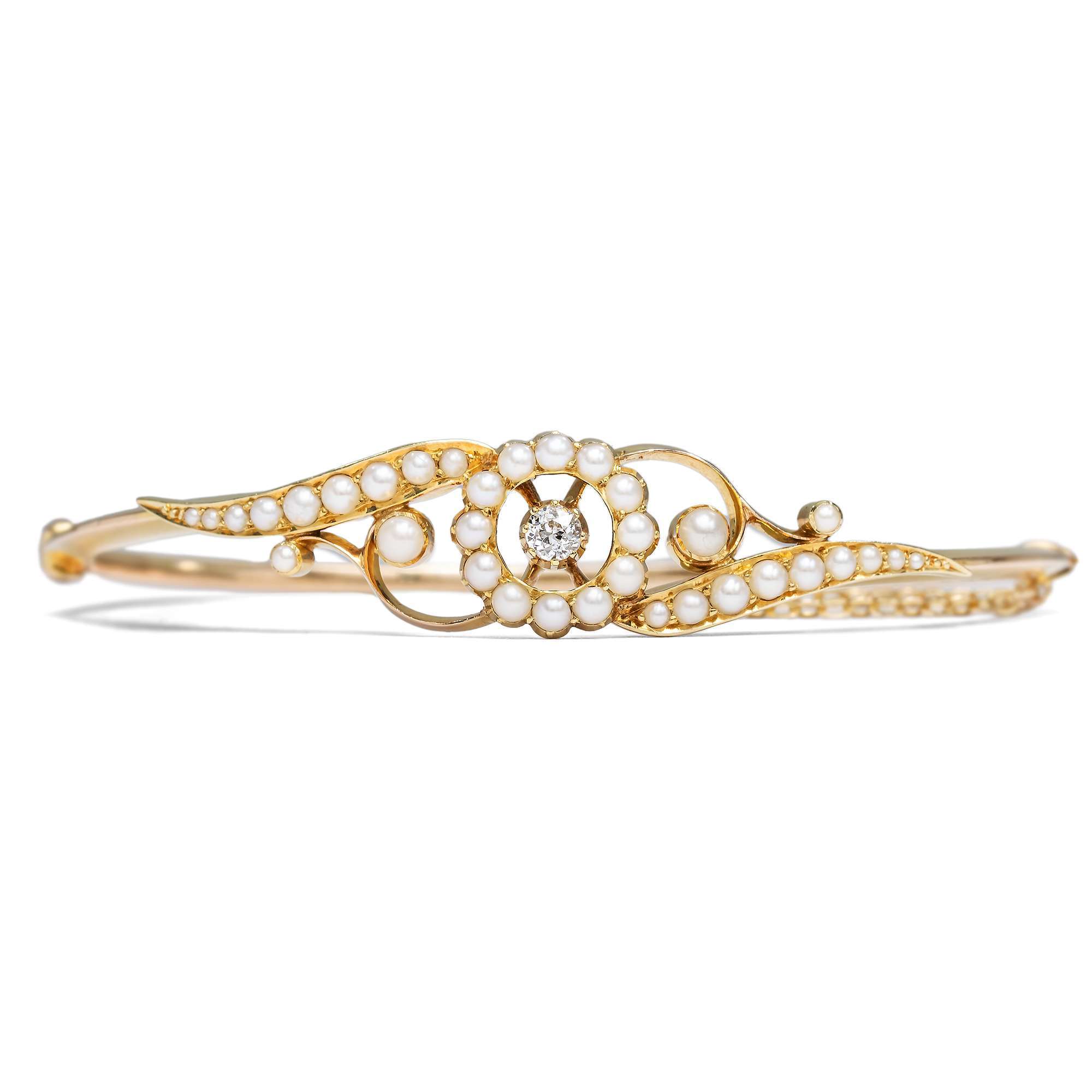 627059-hofer-antikschmuck-Antiker-Armreif-mit-natuerlichen-Perlen-und-Diamant-in-Gold-London-um-1900-London-Circle_2